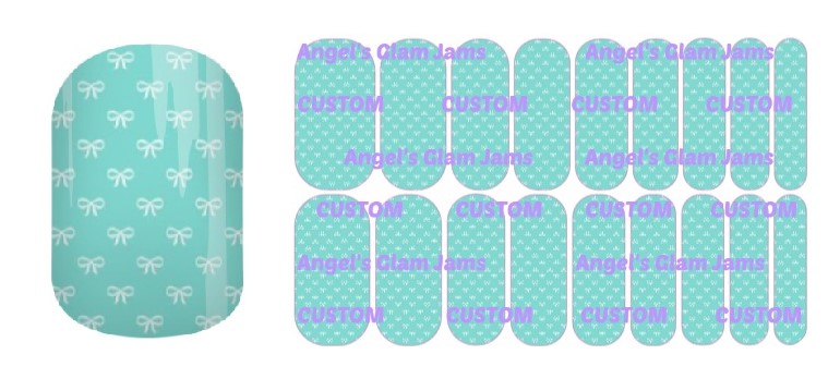 Tiffany Blue Bows Jamberry Nail Wraps by Angel's Glam Jams