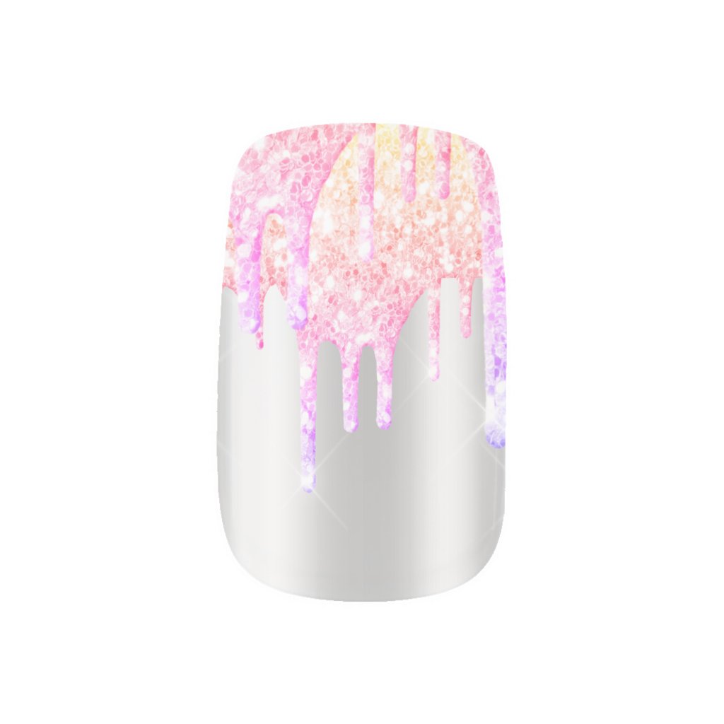 Trendy Silver Rainbow Glitter Drips Luxury Minx Nail Art