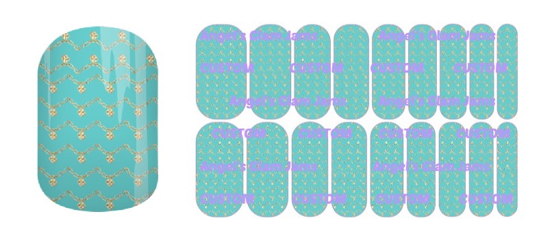 Tiffany Blue Gold Chains Jamberry Nail Wraps by Angel's Glam Jams