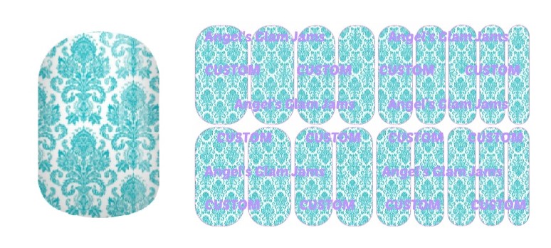 Tiffany Blue French Tapestry Jamberry Nail Wraps by Angel's Glam Jams