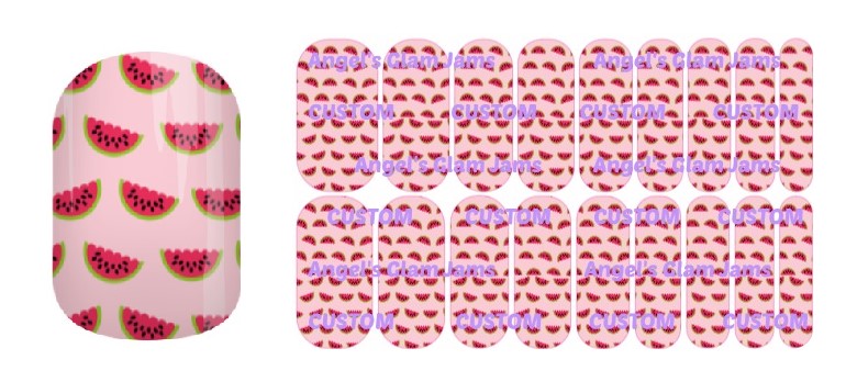 Pink Watermelon Jamberry Nail Wraps by Angel's Glam Jams