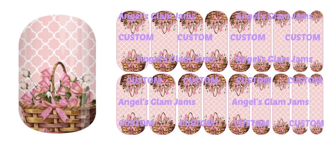 Rose Flower Basket Jamberry Nail Wraps by Angel's Glam Jams