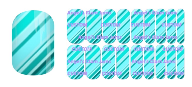 Tiffany Blue Sweet Stripes Jamberry Nail Wraps by Angel's Glam Jams