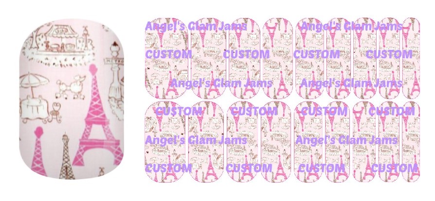 Pink Paris Cafe Jambery Nail Wraps by Angel's Glam Jams