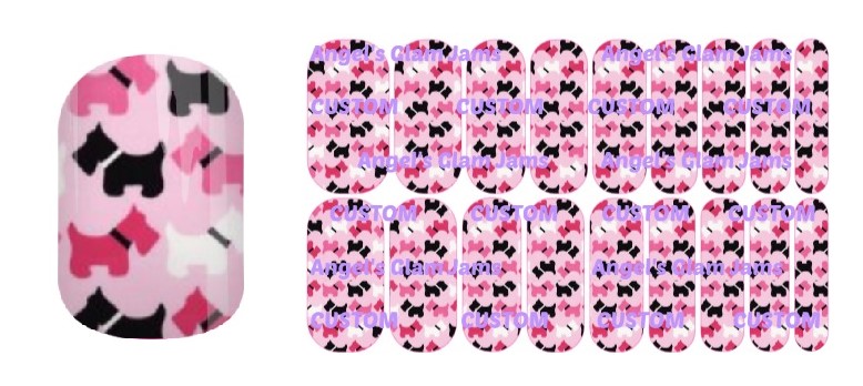 Scottie Dog Pink Jamberry Nail Wraps by Angel's Glam Jams