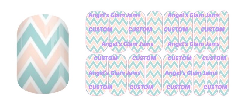 Tiffany Blue and Cream Chevron Jamberry Nail Wraps by Angel's Glam Jams