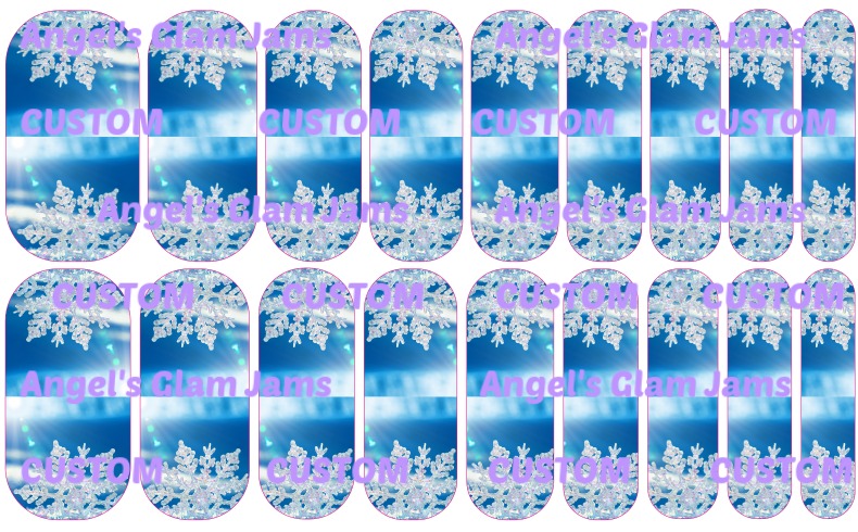Sparkling Snowflake Custom Nail Wraps by Angel's Glam Jams