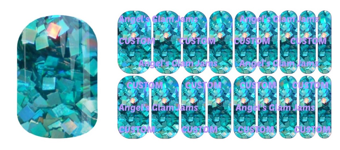 Tiffany Blue Glitter Party Jamberry Nail Wraps by Angel's Glam Jams