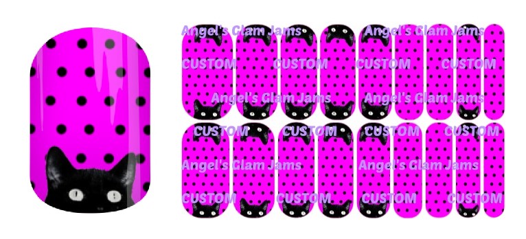 Peek-A-Boo Kitty Pink Jamberry Nail Wraps by Angel's Glam Jams