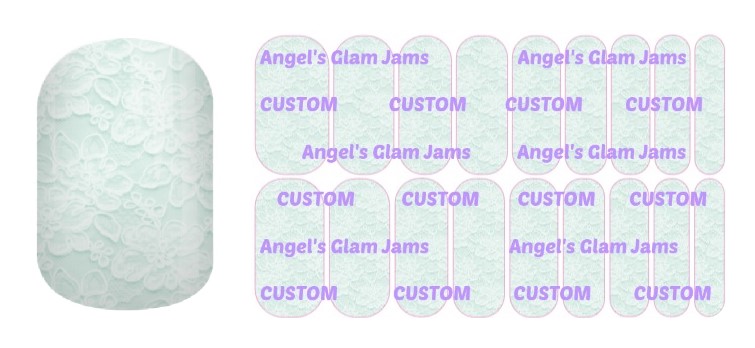 Mint Green Lace Jamberry Nail Wraps by Angel's Glam Jams