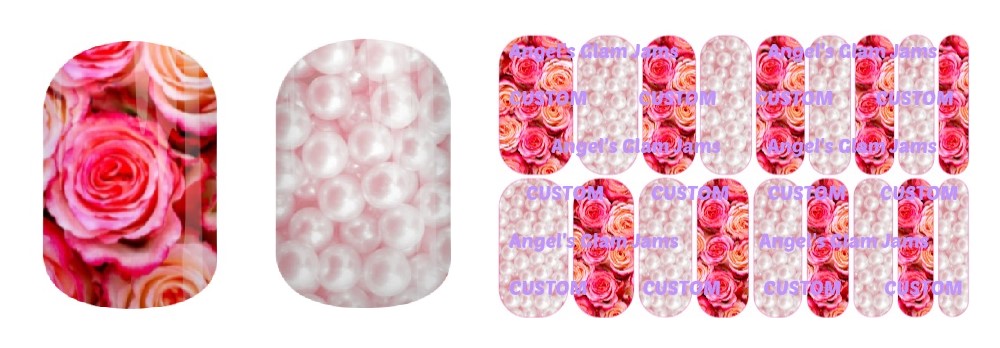 Pink Pearls and Roses Jamberry Nail Wraps by Angel's Glam Jams