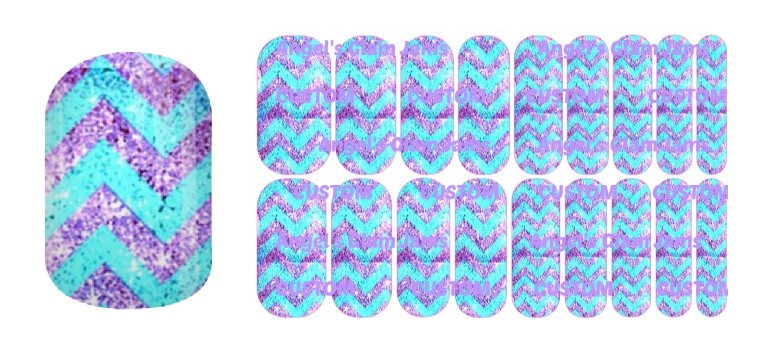 Tiffany Blue and Purple Chevron Sparkle Jamberry Nail Wraps by Angel's Glam Jams