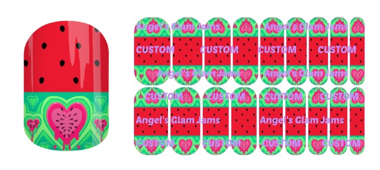 Watermelon Hearts Jamberry Nail Wraps by Angel's Glam Jams