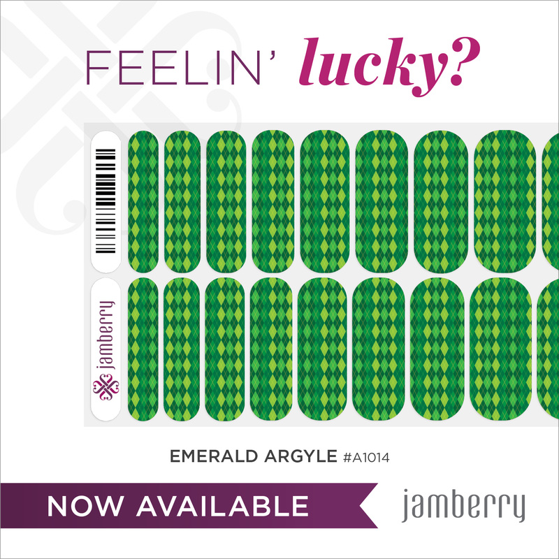 St. Patrick's Day - Emerald Argyle Jamberry Nail Wraps