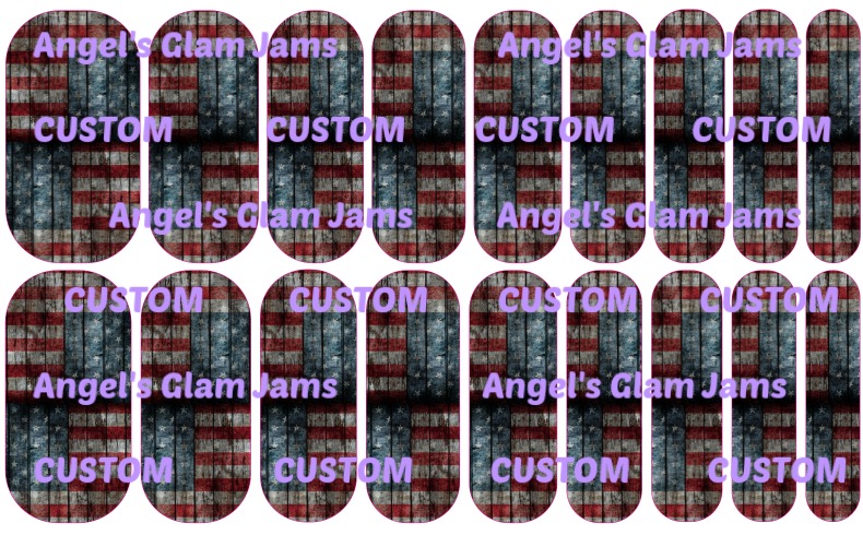 American Flag Rustic  Nail Wraps - Angel's Glam Jams Exclusive Nail Wrap Designs