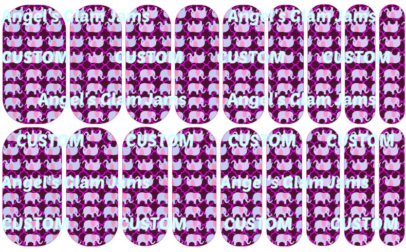 Purple Elephants Custom Nail Wraps by Angel's Glam Jams