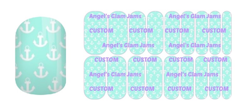 Tiffany Blue Anchors Jamberry Nail Wraps by Angel's Glam Jams