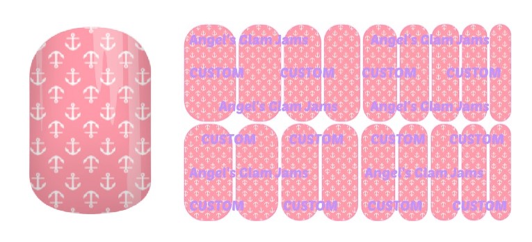 Nautical Pink Anchors Jamberry Nail Wraps by Angel's Glam Jams