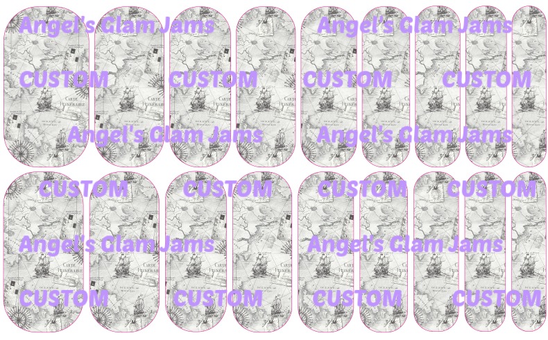 Nautical Pirate's Map Nail Wraps Exclusive Nail Wraps Designs by Angel's Glam Jams