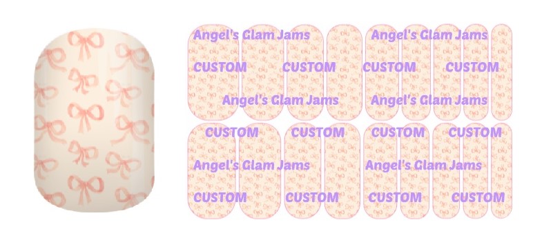 Peachy Keen Bows Jamberry Nail Wraps by Angel's Glam Jams