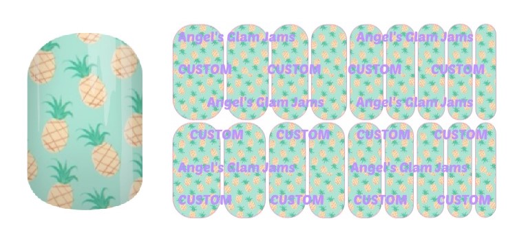 Minty Pineapples Jamberry Nail Wraps by Angel's Glam Jams