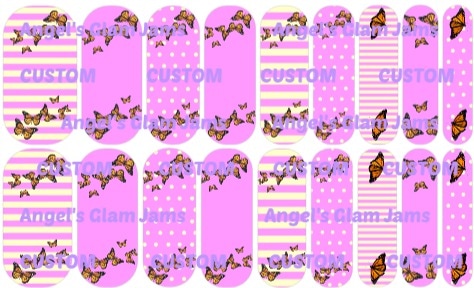 Monarch Flight Lavender Jamberry Nail Wraps by Angel's Glam Jams