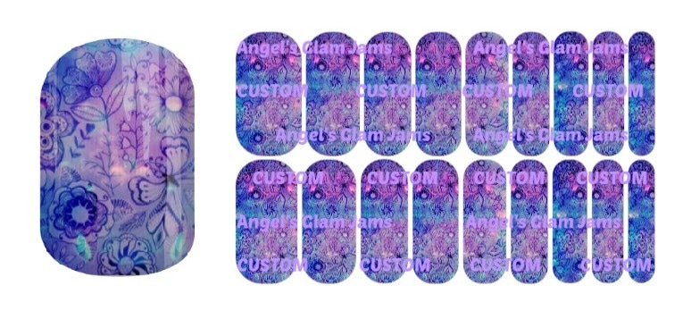 Moonlit Floral Jamberry Nail Wraps by Angel's Glam Jams