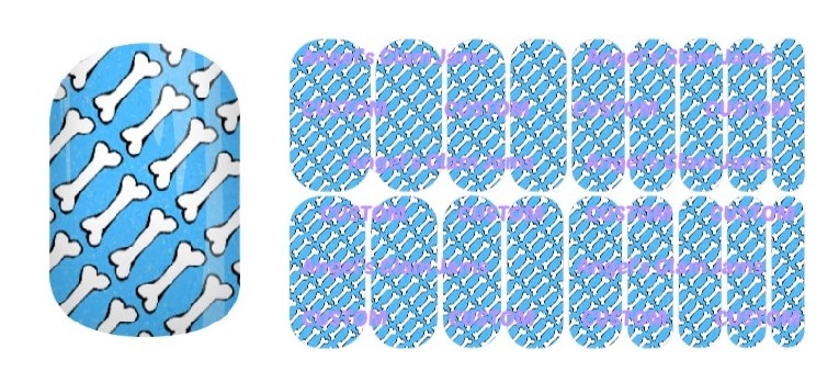 Throw Me A Bone Blue Jamberry Nail Wraps by Angel's Glam Jams
