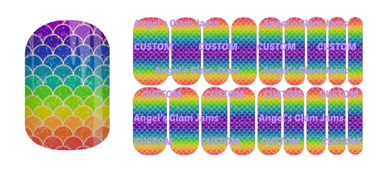 Rainbow Mermaid Scales Jamberry Nail Wraps by Angel's Glam Jams