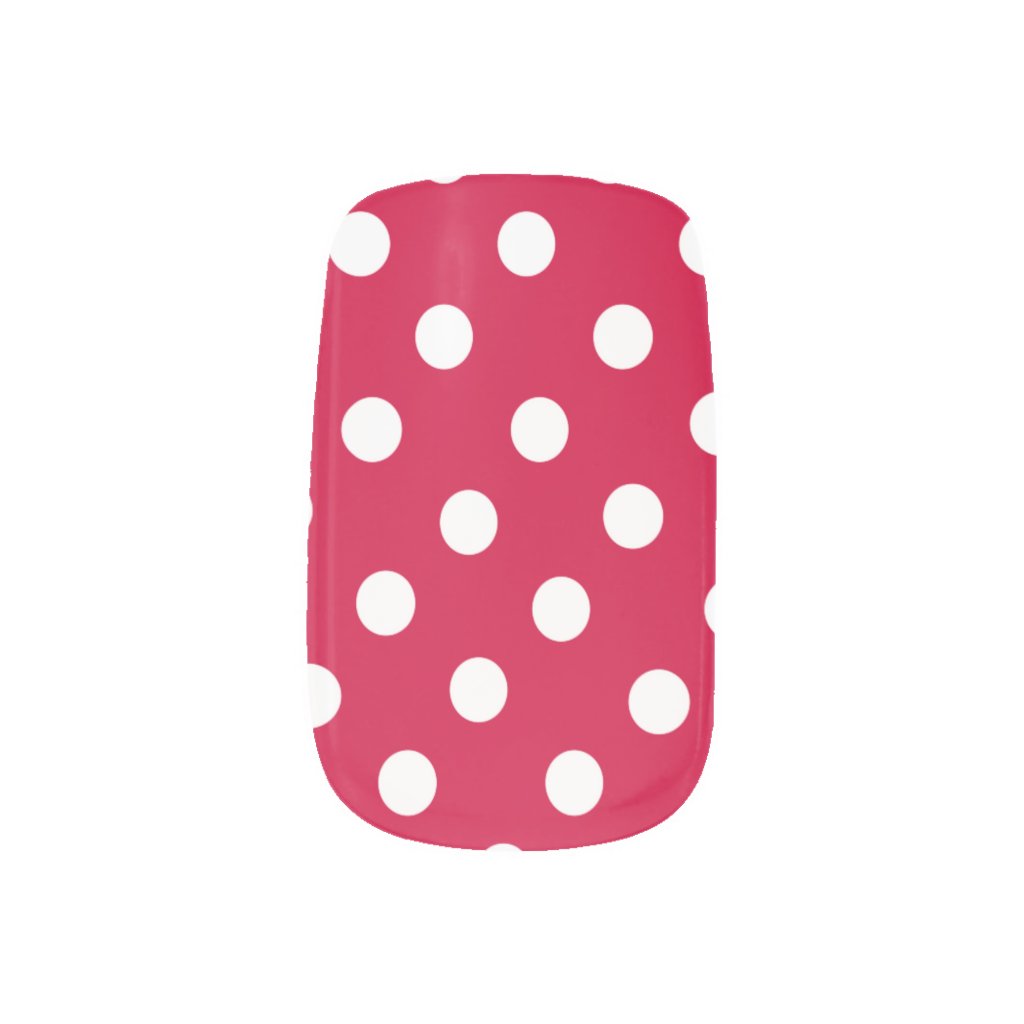 White Polka Dots on Candy Apple Red Minx Nail Art