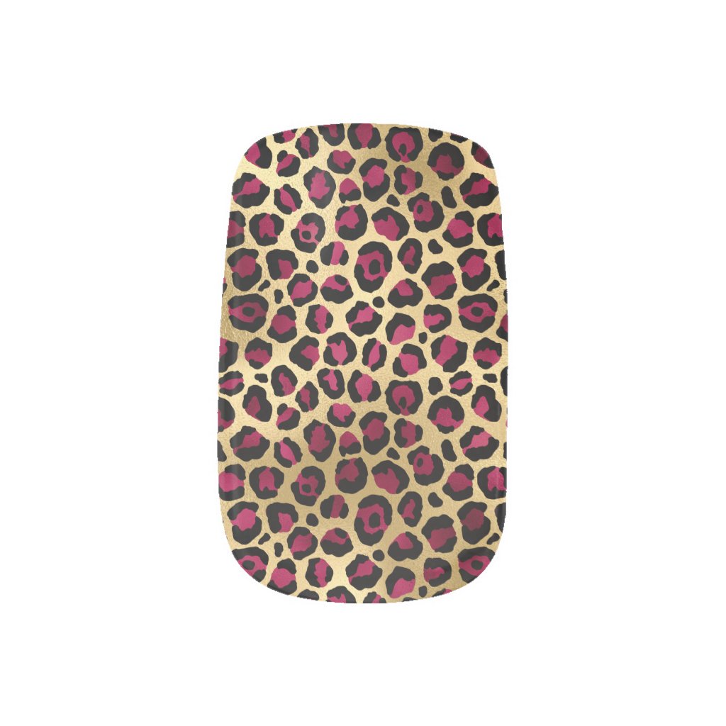 Stylish Elegant Gold Pink Black Cheetah Leopard Minx Nail Art