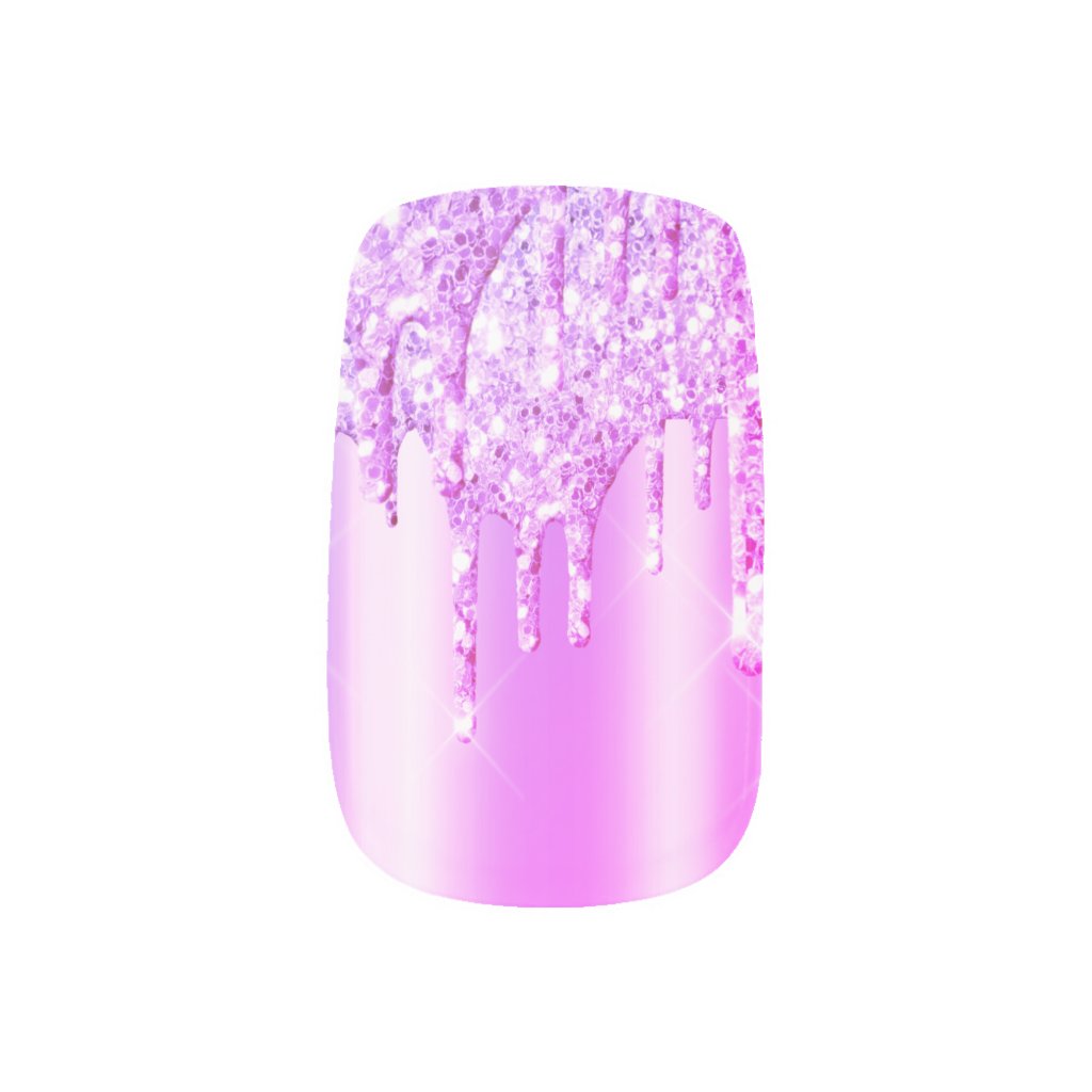 Trendy Purple Glitter Drips Luxury Minx Nail Art