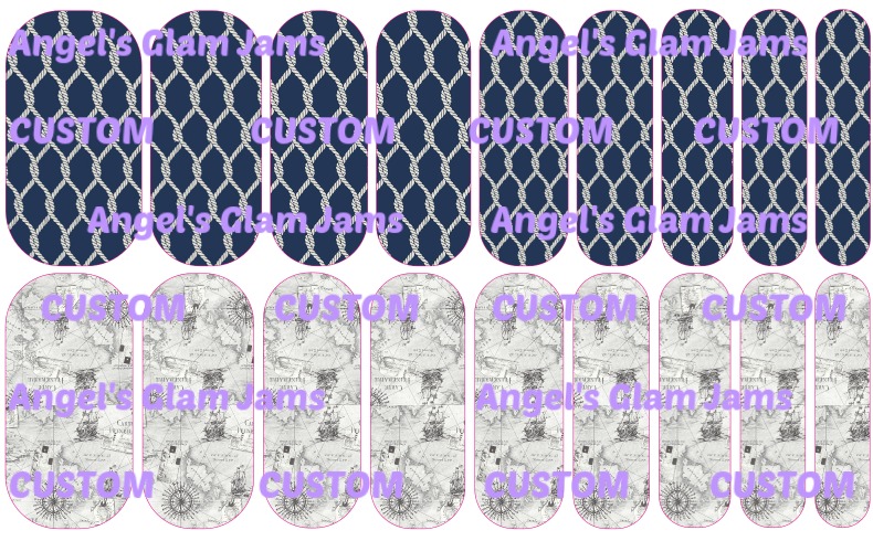 Nautical Ropes & Pirate's Map Mixed Mani Nail Wraps Exclusive Nail Wraps Designs by Angel's Glam Jams