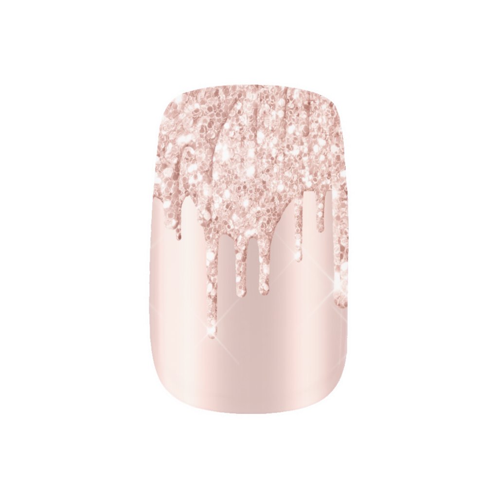 Trendy Rose Gold Glitter Drips Luxury Minx Nail Art