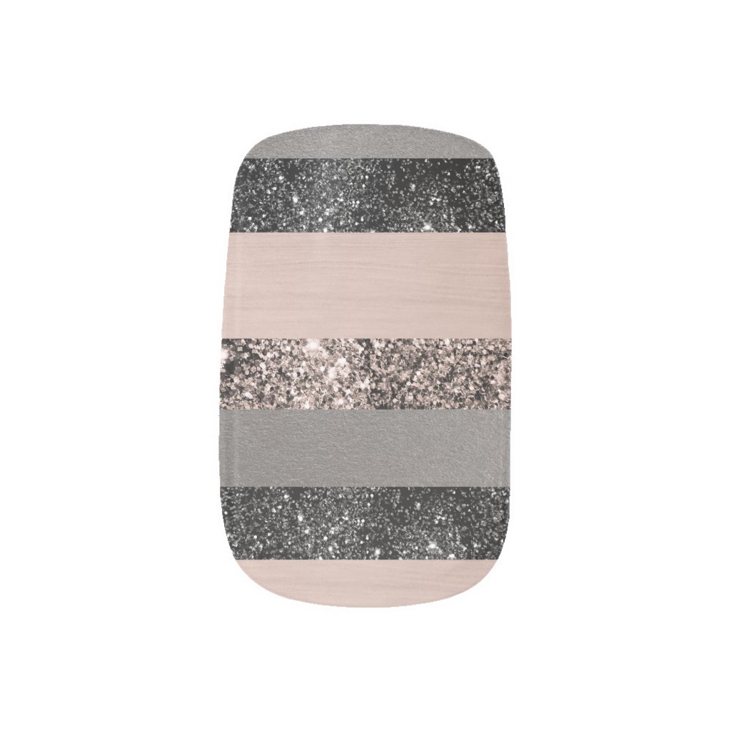 Blush Glitter Glam Stripes #1 #shiny Minx Nail Art
