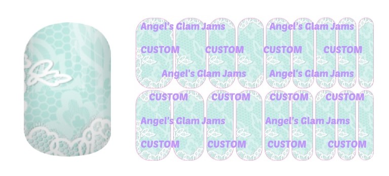 Tiffany Blue Lace Jamberry Nail Wraps by Angel's Glam Jams