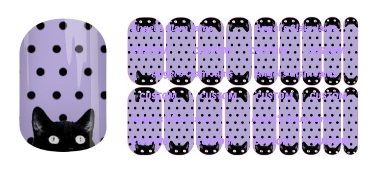 Peek-A-Boo Kitty Lavender Jamberry Nail Wraps by Angel's Glam Jams