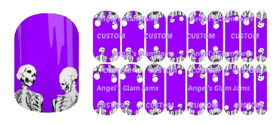 Skeleton Crew Purple Jamberry Nail Wraps by Angel's Glam Jams
